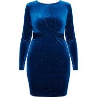 Glitzerndes Samt-Minikleid mit Taillendrapierung