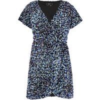 Mini-Wickelkleid mit Pailletten und V-Ausschnitt