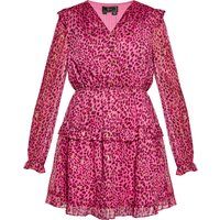 Gestuftes Minikleid mit Leopardenmuster