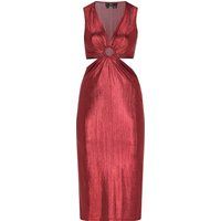 Metallisches Midikleid mit Cut-Outs