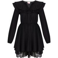 Minikleid mit Rüschen und Spitzenbesatz