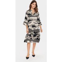Fließendes Stufen-Midikleid mit Blumenmuster