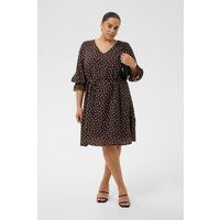 Gepunktetes V-Ausschnitt-Kleid mit Taillenband