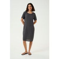 Kurzärmeliges Kleid aus Leinenmischung