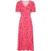 Midikleid mit Blumenmuster und V-Ausschnitt