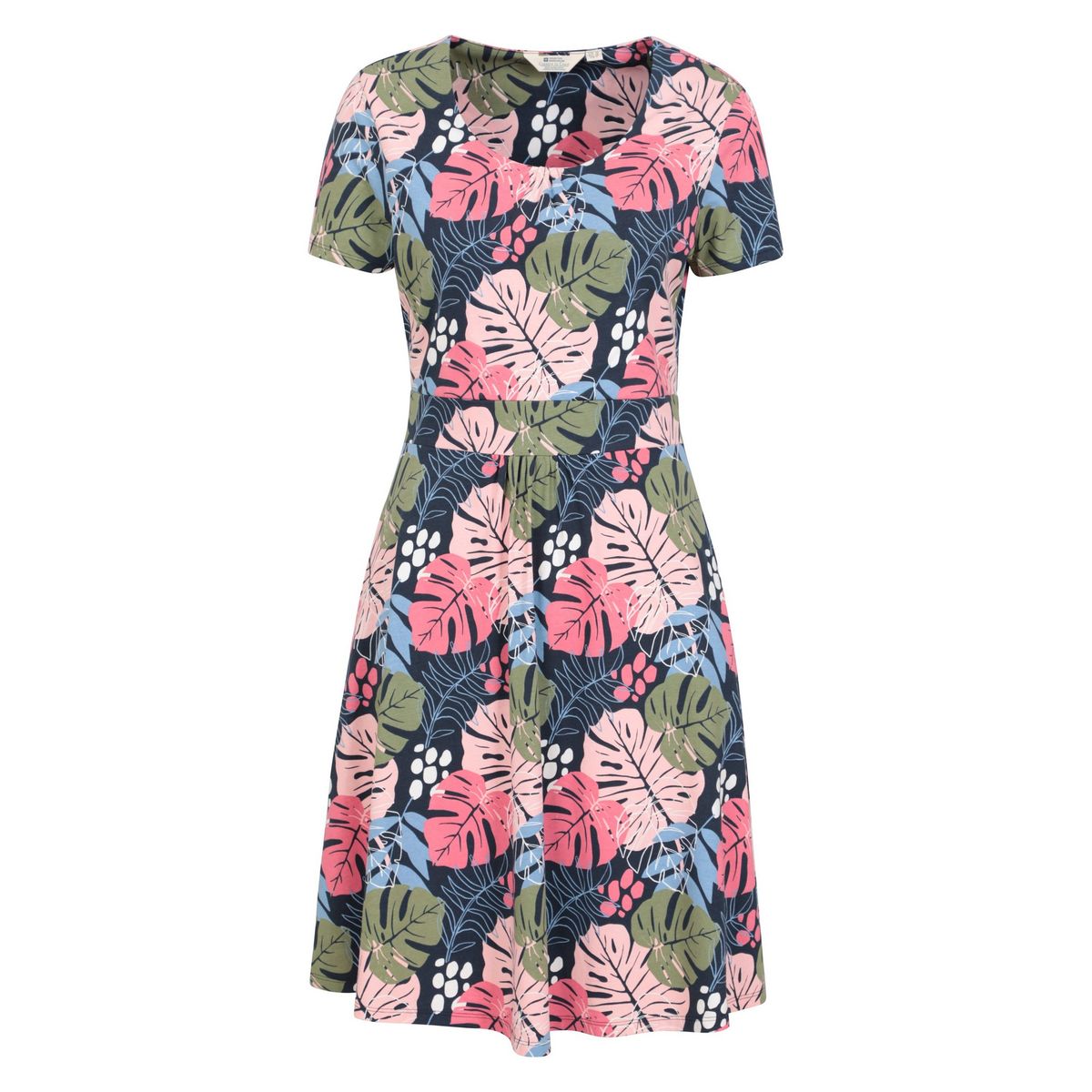 Jerseykleid mit tropischem Blattmuster