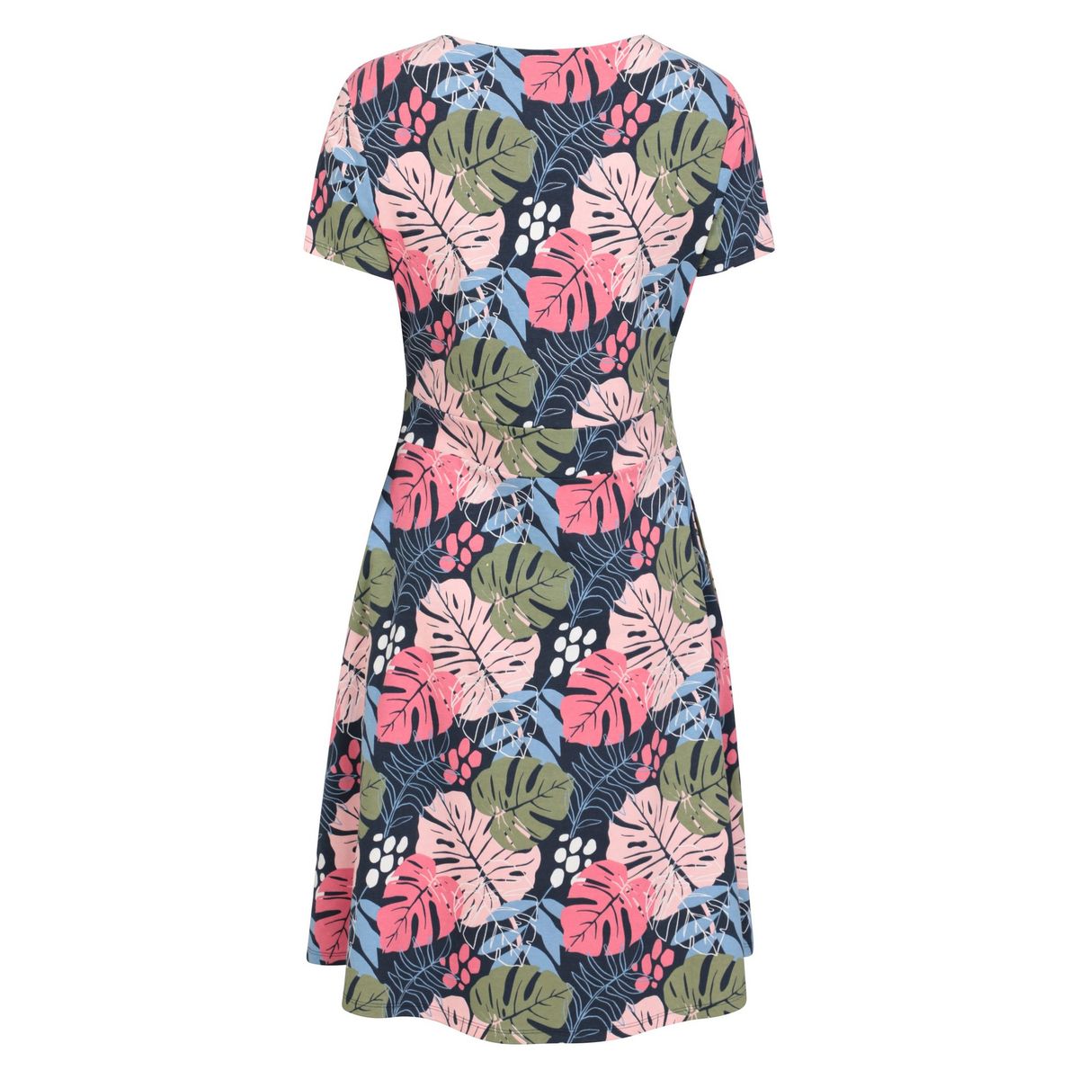 Jerseykleid mit tropischem Blattmuster