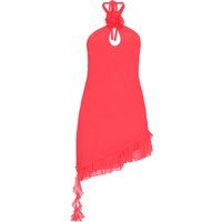 Asymmetrisches Halterkleid mit Rosette
