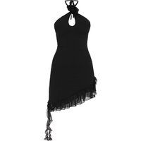 Asymmetrisches Neckholder-Kleid mit Rosette
