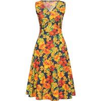 Swingkleid mit tropischem Hibiskus-Print