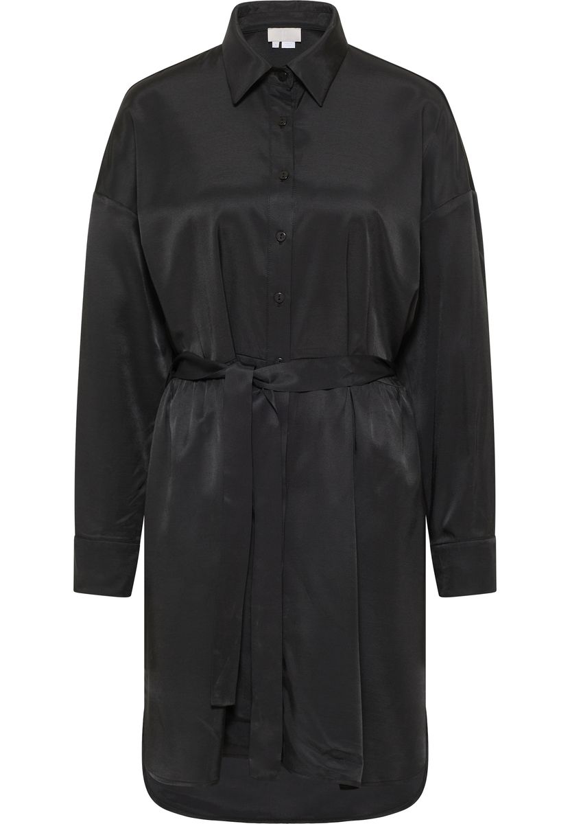Gürtel-Hemdblusenkleid in Satin-Optik