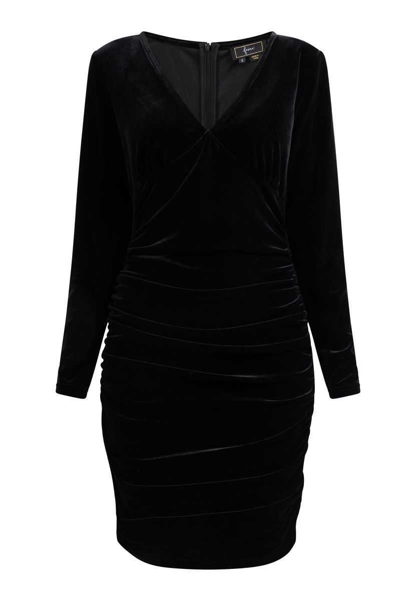Raffiniertes Samt-Minikleid mit V-Ausschnitt