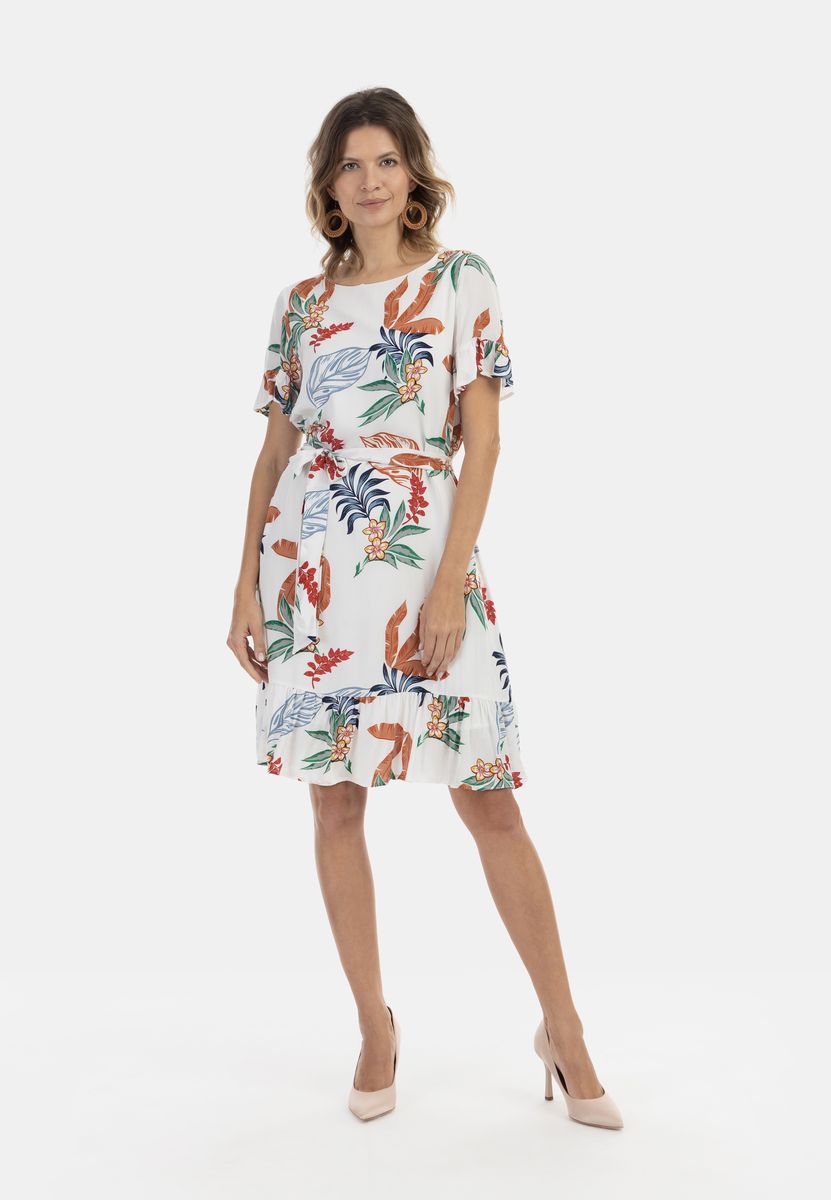 Tropisches Midikleid mit Volants