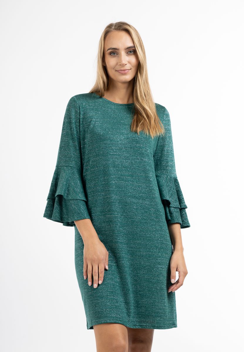 Strickminikleid mit Trompetenärmeln