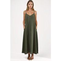Fließendes A-Linien-Maxikleid mit Spaghettiträgern