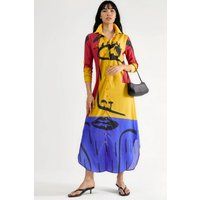 Maxikleid mit abstraktem Gesicht-Druck