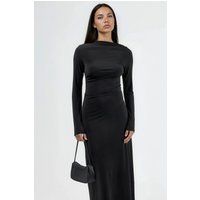 Drapiertes Langarm-Maxikleid