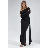 Asymmetrisches drapiertes Maxi mit Schlitz