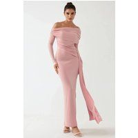 Drapiertes Bodycon-Maxikleid mit asymmetrischem Ausschnitt