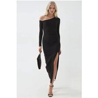 Asymmetrisches Maxikleid mit Raffung