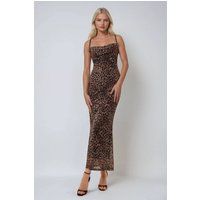 Maxikleid aus Mesh mit Leopardenprint