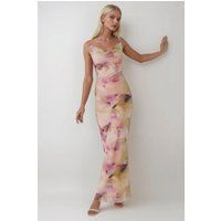 Maxikleid mit Wasserfallausschnitt und Print