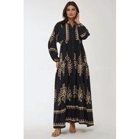 Bedrucktes Viskose-Maxikleid mit Stufen