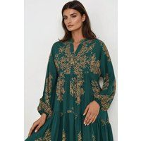 Bedrucktes Maxikleid mit Stehkragen