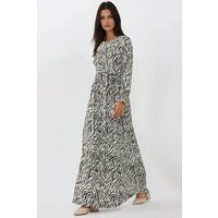 Zebra-Maxikleid mit Bindegürtel