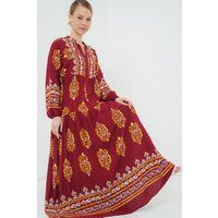Bedrucktes Gestuftes Boho-Maxikleid