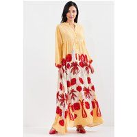 Gestuftes Maxikleid mit botanischem Print