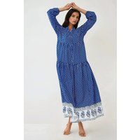 Gestuftes Maxikleid mit Bordürendruck