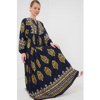Bedrucktes Maxikleid mit V-Ausschnitt
