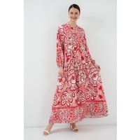 Bedrucktes Maxikleid mit V-Ausschnitt