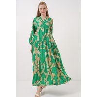 Stufen-Maxikleid mit abstraktem Muster