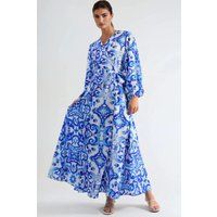 Wickel-Maxikleid mit Kachel-Print