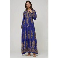 Elegantes gestuftes Floral-Maxikleid