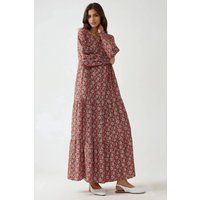 Gestuftes Viskose-Maxikleid mit Blumenmuster