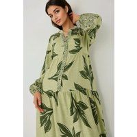 Bedrucktes A-Linien-Maxi-Kleid aus Viskose