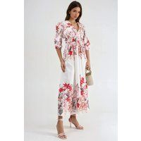 Maxikleid mit Blumenmuster und V-Ausschnitt