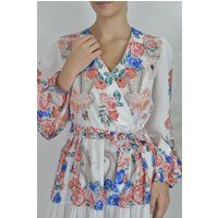 Florales V-Ausschnitt Maxikleid mit Gürtel