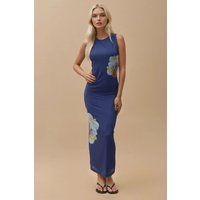 Enganliegendes Maxikleid mit Blumenmuster