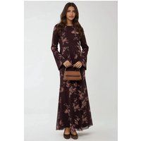 Maxikleid mit Blumendruck aus Netzstoff