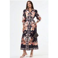 Florales Maxi-Hemdkleid mit Gürtel