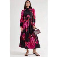 Florales Maxikleid mit Gürtel