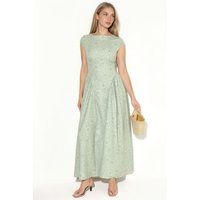 Floral Jacquard Maxi-Kleid mit Boot-Ausschnitt