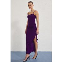 Gerafftes Maxikleid mit Seitenschlitz