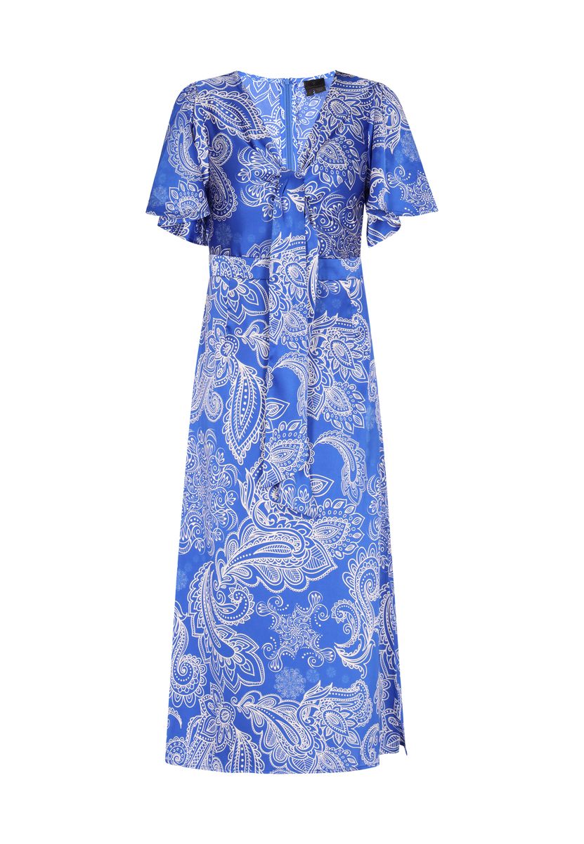 Paisley Midikleid mit Knotendetail