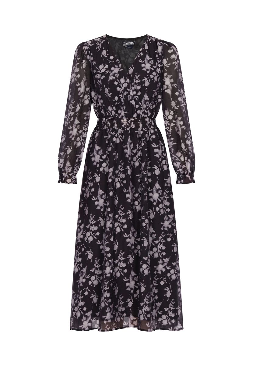 Geblümtes Chiffon-Midikleid in Wickeloptik