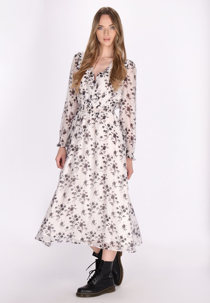 Luftiges Chiffon-Midikleid mit Blumenmuster